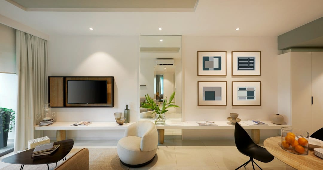 Modern Singapore condominium living room interior