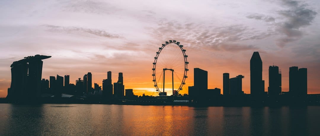 Singapore residential skyline at sunset