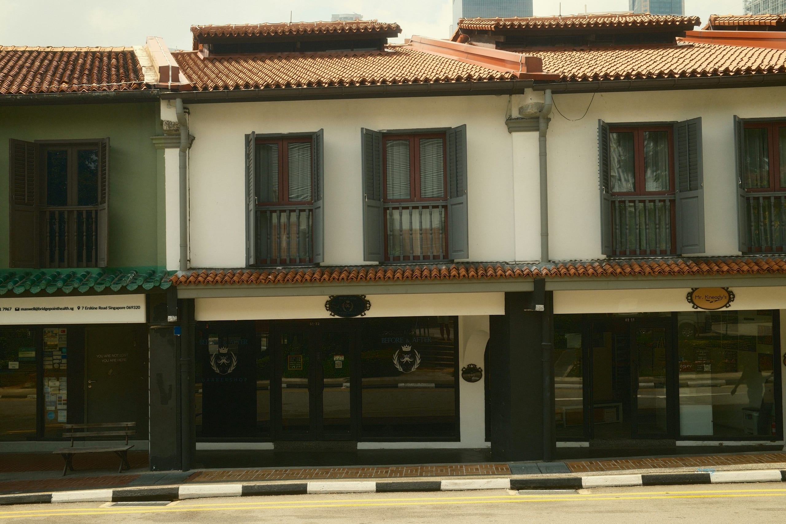 Heritage shophouse balcony in Singapore