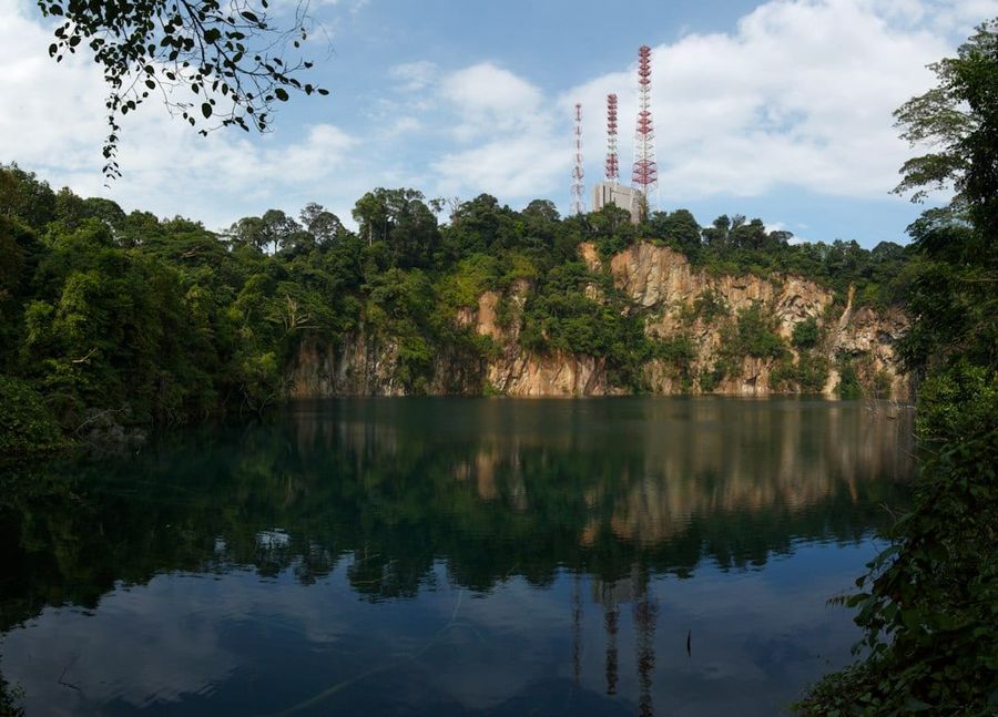 Reservoir fringed by catchment forest, characteristic of the MacRitchie surrounds near Thomson Reserve