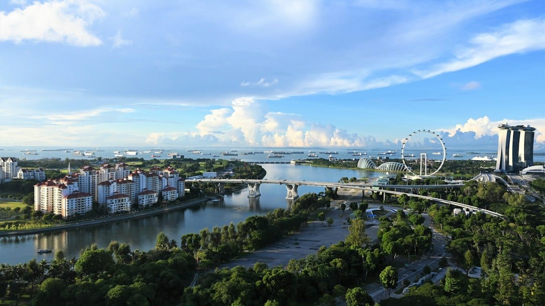 Aerial view of Singapore residential skyline near Skyline Residences