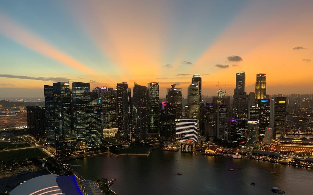 Singapore skyline at golden hour