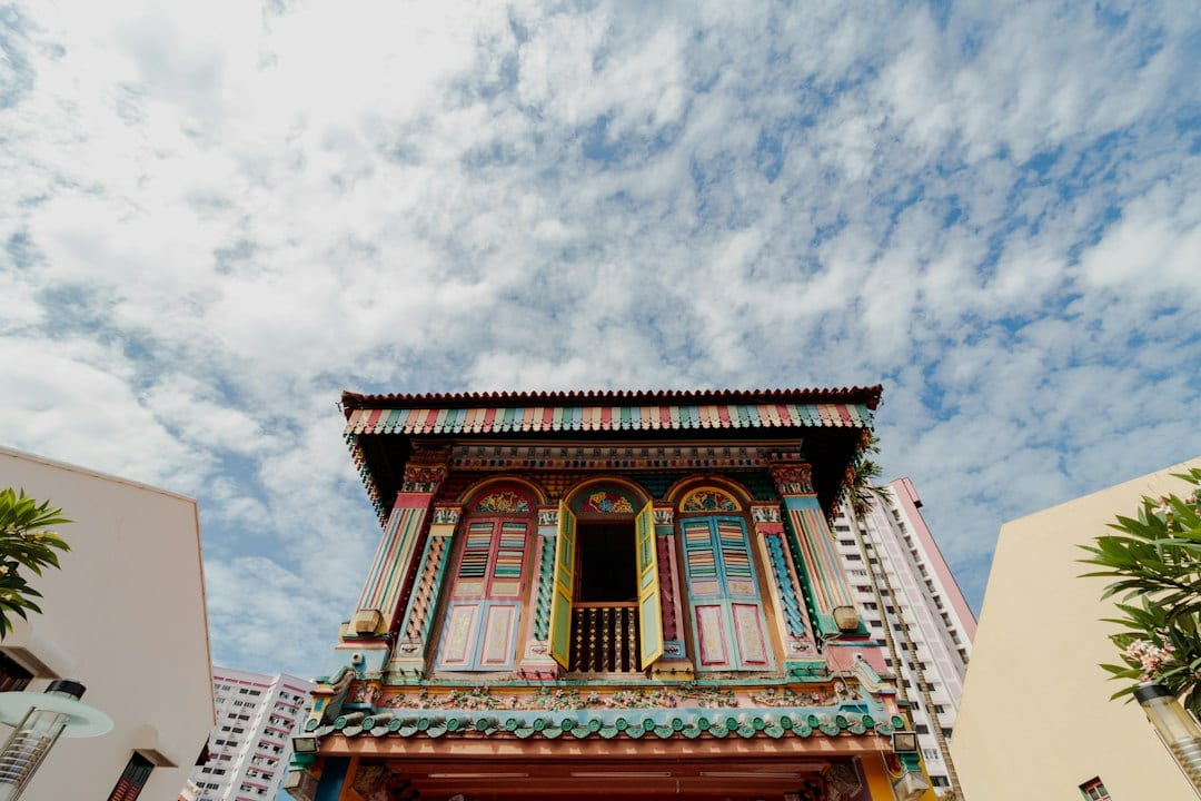 Singapore shophouse with a colourful roof